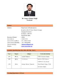 Dr. Sanjeev Kumar Singh Professor