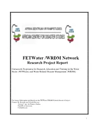 Fetwater /WRDM Network Research Project Report