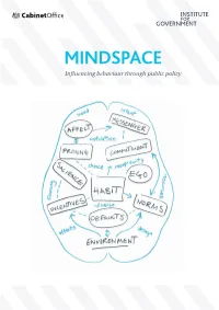 MINDSPACE: Influencing Behaviour Through Public
