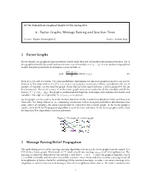 6 : Factor Graphs, Message Passing and Junction Trees