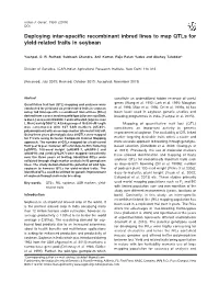 Deploying Inter-Specific Recombinant Inbred Lines to Map Qtls for Yield-Related Traits in Soybean