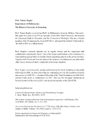 Prof. Tamar Ziegler Department of Mathematics the Hebrew University of Jerusalem