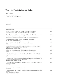 Theory and Practice in Language Studies Contents
