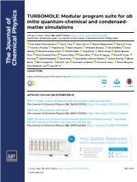 TURBOMOLE: Modular Program Suite for Ab Initio Quantum-Chemical and Condensed- Matter Simulations