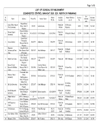 (DIAGNOSTIC CENTRE), BARASAT SUB. DIV. NORTH 24 PARGANAS Last Sl Owner Facilities Name of Doctors Licence Revenue Name Address Phone No
