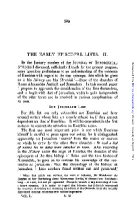 The Early Episcopal Lists. Ii