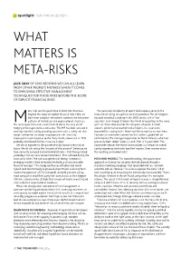 What Matters Is Meta-Risks