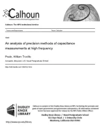 An Analysis of Precision Methods of Capacitance Measurements at High Frequency