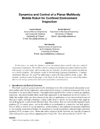 Dynamics and Control of a Planar Multibody Mobile Robot for Conﬁned Environment Inspection