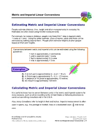 Estimating Metric and Imperial Linear Conversions