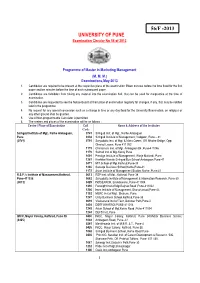 Programme of the M.M.M. Examination Apr-2013
