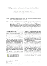 Self Representation and Interaction in Immersive Virtual Reality