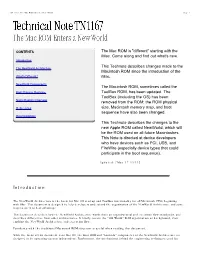 Introduction This Technote Describes Changes Made to the the Newworld Architecture Macintosh ROM Since the Introduction of the What's Different? Imac