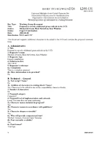 ISO/IEC JTC1/SC2/WG2 N2326 L2/01-131 A. Administrative B. Technical -- General