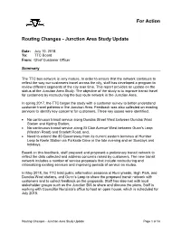 Routing Changes - Junction Area Study Update