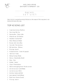 Top 40 Song List