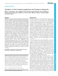 Variation in Limb Loading Magnitude and Timing in Tetrapods Michael C