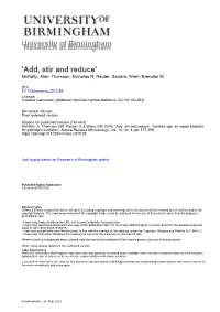 Add, Stir and Reduce' Mcnally, Alan; Thomson, Nicholas R; Reuter, Sandra; Wren, Brendan W