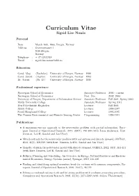 Curriculum Vitae Sigrid Lise Non˚As
