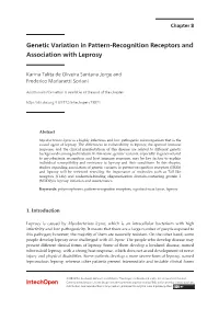 Genetic Variation in Pattern-Recognition Receptors and Association with Leprosy 145