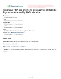 Integrative RNA-Seq and ATAC-Seq Analysis of Retinitis Pigmentosa Caused by PDE6 Mutation