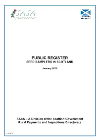 Public Register Seed Samplers in Scotland