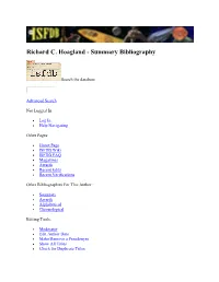 Richard C. Hoagland - Summary Bibliography