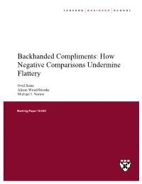 Backhanded Compliments: How Negative Comparisons Undermine Flattery