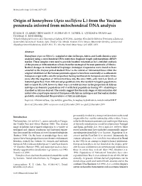 Origin of Honeybees (Apis Mellifera L.) from the Yucatan Peninsula