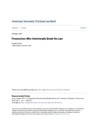Prosecutors Who Intentionally Break the Law