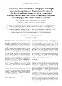 Whole‑Body Low‑Dose Computed Tomography in Multiple Myeloma