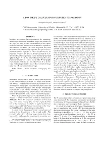 A Box Spline Calculus for Computed Tomography