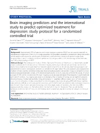 Brain Imaging Predictors and the International Study to Predict Optimized Treatment for Depression: Study Protocol for a Randomi