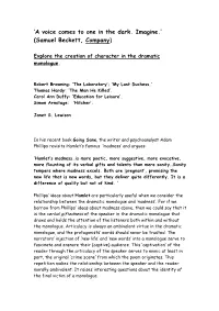 Character in the Dramatic Monologue