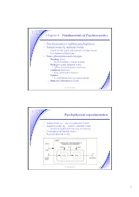 Fundamentals of Psychoacoustics Psychophysical Experimentation