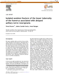 Isolated Avulsion Fracture of the Lesser Tuberosity of the Humerus Associated with Delayed Axillary Nerve Neuropraxia