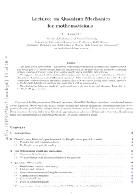 Lectures on Quantum Mechanics for Mathematicians