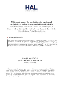 NIR Spectroscopy for Predicting the Nutritional, Anthelmintic And
