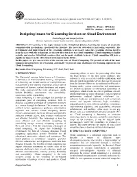Designing Issues for E-Learning Services on Cloud Environment