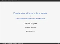Einselection Without Pointer States