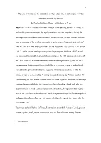 For Those Royalists Disappointed by Charles II's Failure to Reward Them