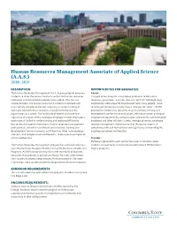 Human Resources Management Associate of Applied Science (A.A.S.) 2018–2019
