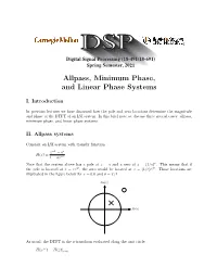 Notes on Allpass, Minimum Phase, and Linear Phase Systems