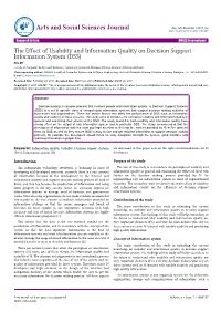 The Effect of Usability and Information Quality on Decision Support
