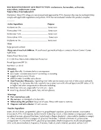 Avobenzone, Homosalate, Octinoxate, Octocrylene