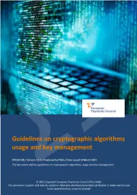 Guidelines on Cryptographic Algorithms Usage and Key Management
