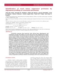 Identification of Novel Tumor Suppressor Proteases by Degradome Profiling of Colorectal Carcinomas