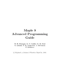 Maple Advanced Programming Guide