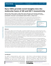 Rare Cnvs Provide Novel Insights Into the Molecular Basis of GH and IGF-1 Insensitivity
