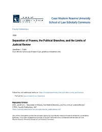 Separation of Powers, the Political Branches, and the Limits of Judicial Review